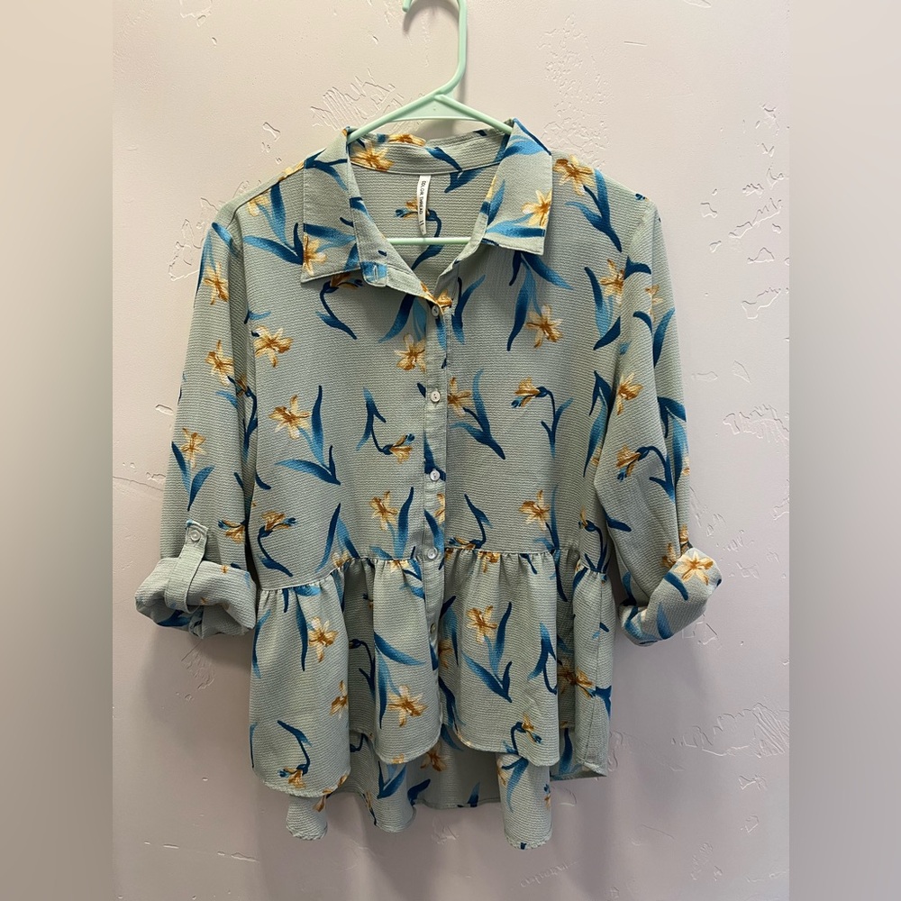Blue floral blouse